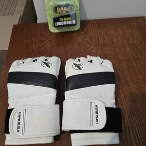 Hayabusa White and Black MMA Gloves And Luodmouth